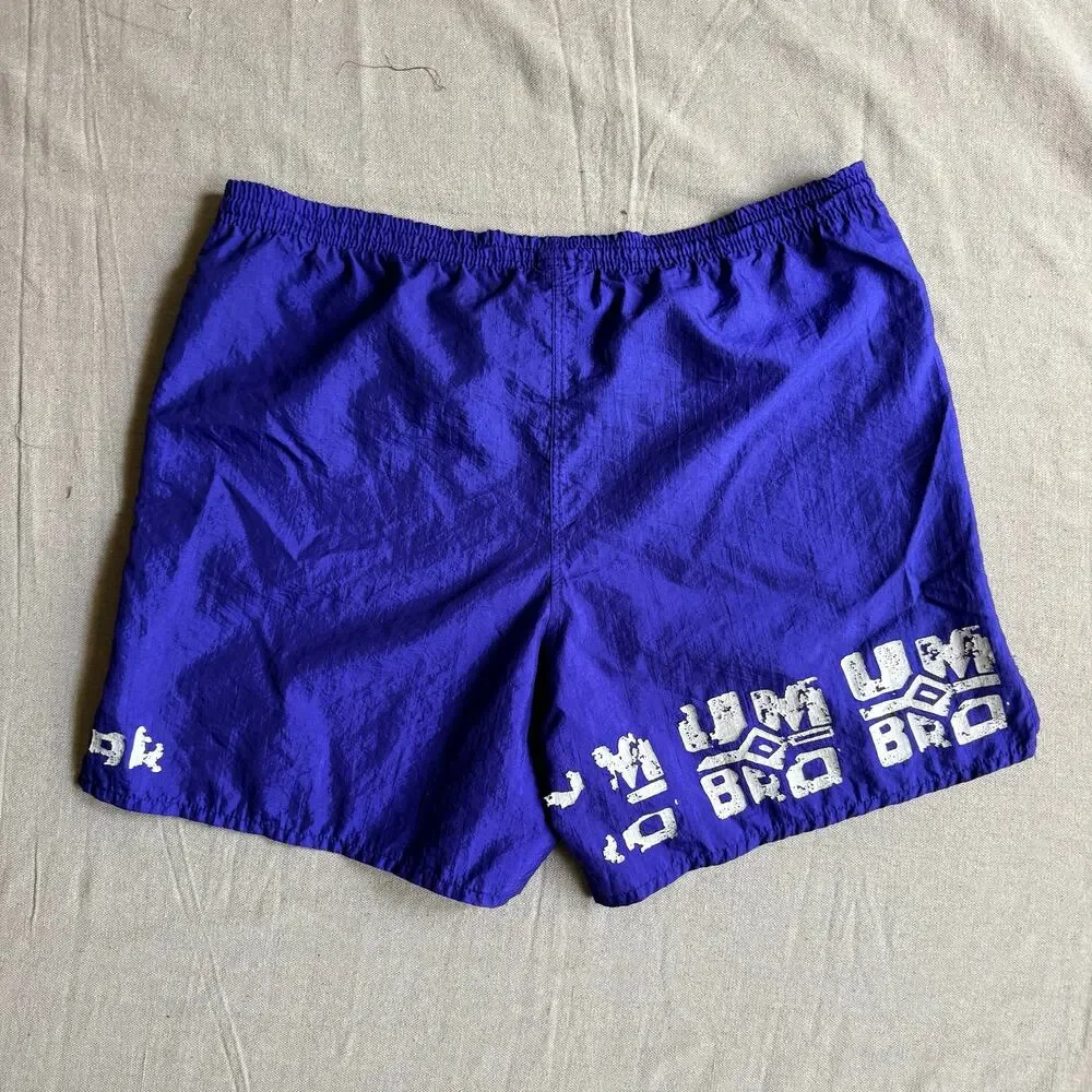Vintage 90's Umbro Shorts Mens L Drawstring Made in USA Satin Soccer Nylon Blue